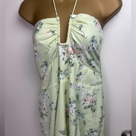 Abercrombie & Fitch Green Floral Halter Tie Neck Ultra Feminine Dress NWOT M - Picture 7 of 16